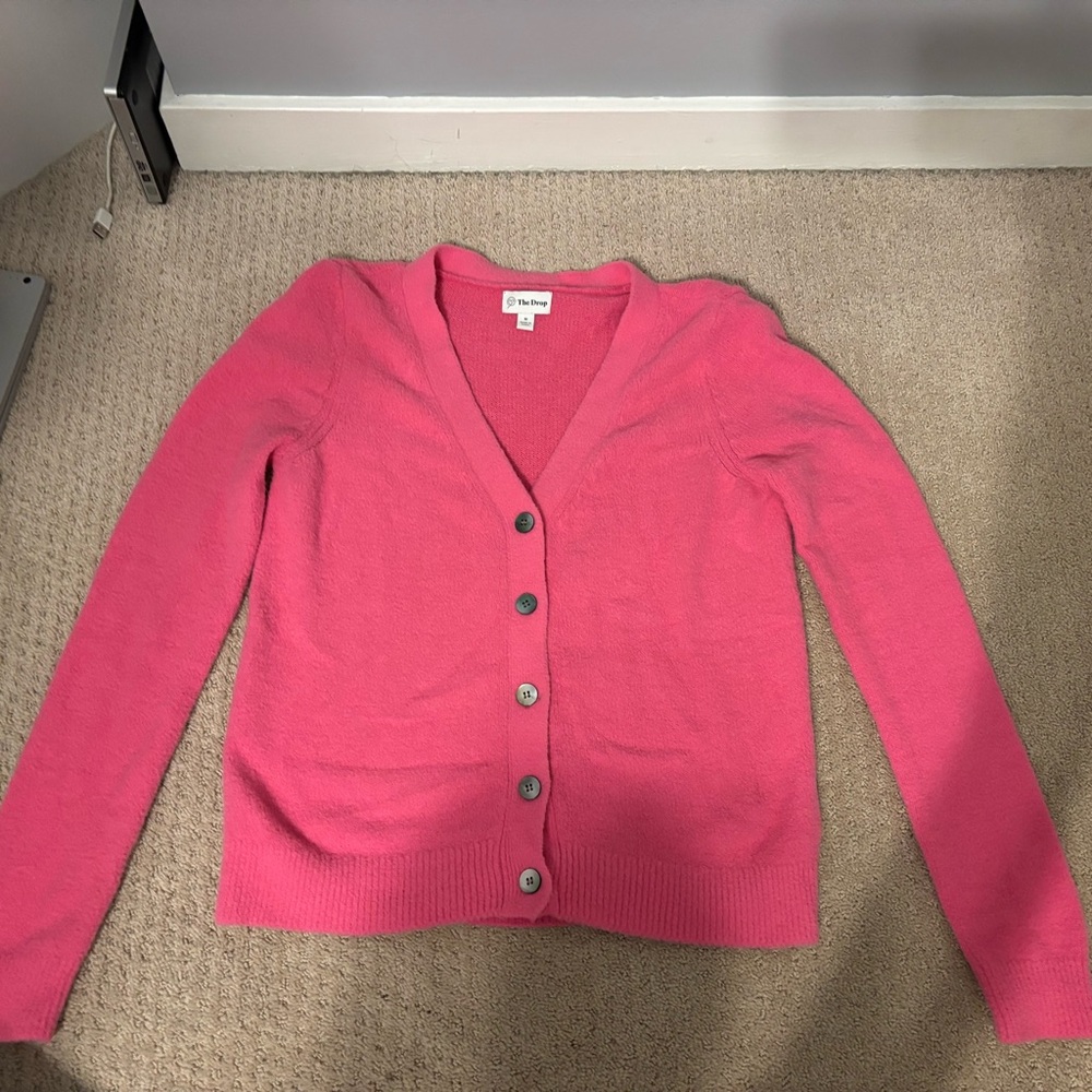 Pink V-Neck Button Down Cardigan